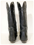 VINTAGE SENDRA BLACK LEATHER WESTERN COWBOY BOOTS BOHO LINE DANCING UK 3 1/2