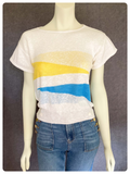 VINTAGE 1970’s 1980’s GEOMETRIC ABSTRACT ATOMIC KNIT JUMPER TEE TOP UK8-12