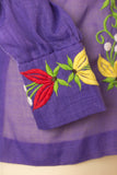 VINTAGE 1970’s PURPLE EMBROIDERED BLOUSE SHIRT BOHO TOP UK8