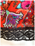 VINTAGE 1970s INDIAN BOHEMIAN PRINTED RED CHEESECLOTH FESTIVAL SUN DRESS UK 10-12