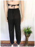 VINTAGE 1980’s INDIAN BLACK COTTON SEQUINNED HAREM HAREEM PANTS TROUSERS UK8-10