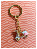 CUTE VINTAGE RETRO MINI 3D SCOOTER MOD ENAMEL PINK WHITE KEYRING KEYCHAIN