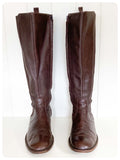 VINTAGE BODEN DARK BROWN LEATHER KNEE LENGTH ZIP UP RIDING EQUESTRIAN BOOTS RETRO BOHO HIPPY UK3 1/2
