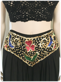 VINTAGE 1980’s INDIAN BLACK COTTON SEQUINNED HAREM HAREEM PANTS TROUSERS UK8-10