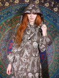 Vintage 1970s Paisley Hooded Maxi Dress Duster Coat - Penny Bizarre - 4