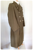 VINTAGE 50’s BRITISH UK ARMY KHAKI MILITARY GREATCOAT GREAT COAT OVERCOAT COLDSTREAM GUARDS 40-41R