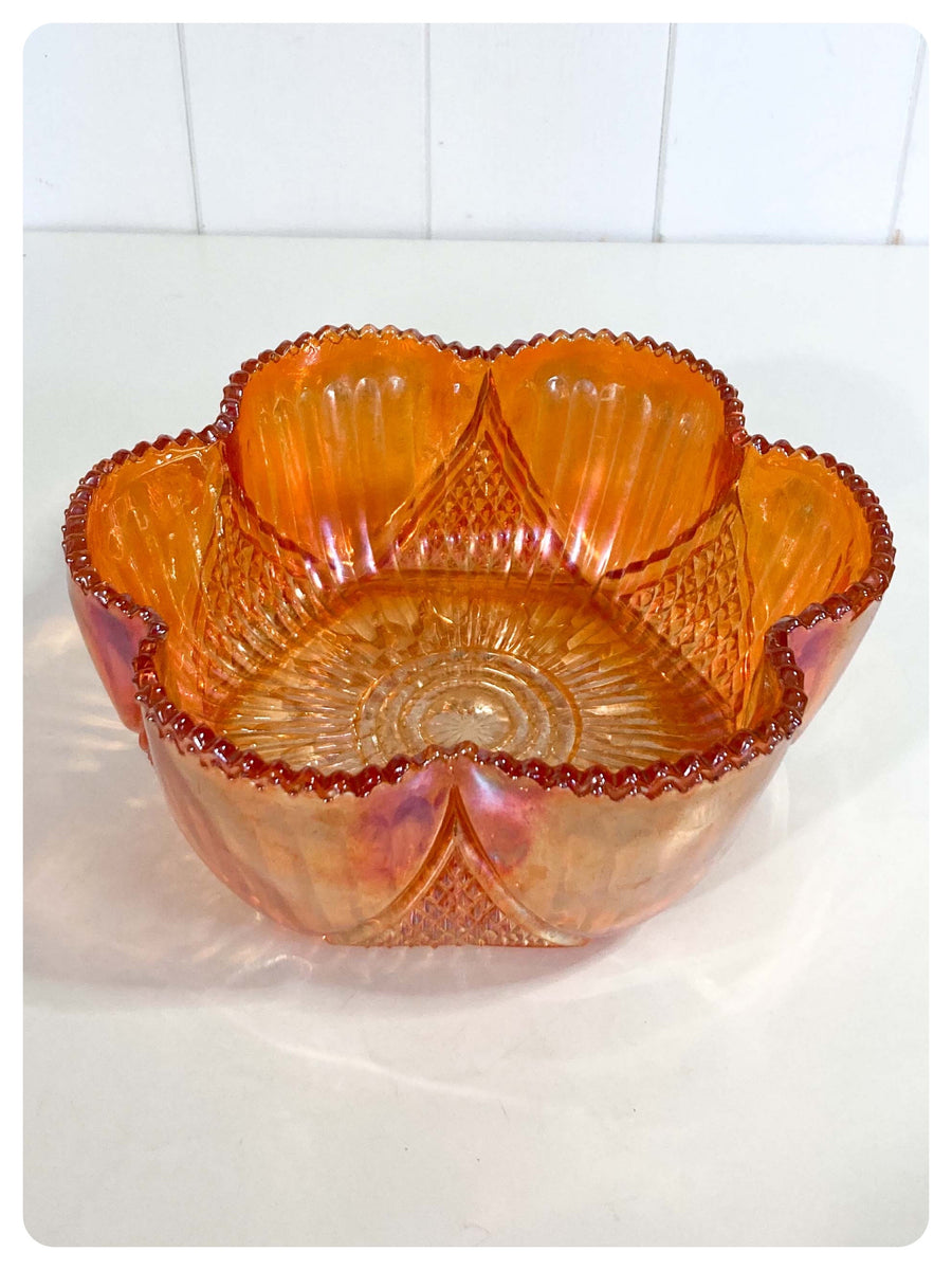 Beautiful sold Super Cool Vintage Red & Orange with white stripe Loucarte or Lougarte Polish Egg Shaped Bowl. 50% off! free shipping.