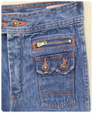 VINTAGE 70’s BLUE DENIM HIGH WAIST RISE WIDE FLARES JEANS UK6-8