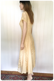 VINTAGE 1980's DOES 50's CREAM LACE FULL CIRCLE SWING DRESS UK10