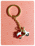 CUTE VINTAGE RETRO MINI 3D SCOOTER MOD ENAMEL RED WHITE KEYRING KEYCHAIN