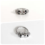 SILVER SURGICAL STEEL SKULL SKELETON SEPTUM CLICKER BODY PIERCING RING RETRO GOTH GOTHIC 16g 1.2mm 12mm Dia