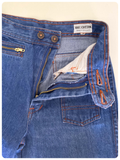 VINTAGE 70’s BLUE DENIM HIGH WAIST RISE WIDE FLARES JEANS UK6-8