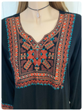 VINTAGE 90’s INDIAN EMBROIDERED COTTON BIB DRESS SMOCK KURTA TUNIC UK 12-14