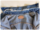 VINTAGE 80’s LEVI’S USA MADE DISTRESSED BLUE DENIM GILET TRUCKER WAISTCOAT VEST JACKET XS