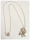 SILVER PLATED DACHSHUND SAUSAGE DOG BEST FRIEND HEART PAW PRINT NECKLACE
