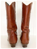VINTAGE DEEP TAN BROWN LEATHER WESTERN COWBOY BOOTS BOHO LINE DANCING UK 4
