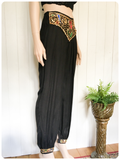 VINTAGE 1980’s INDIAN BLACK COTTON SEQUINNED HAREM HAREEM PANTS TROUSERS UK8-10