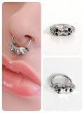 SILVER SURGICAL STEEL SKULL SKELETON SEPTUM CLICKER BODY PIERCING RING RETRO GOTH GOTHIC 16g 1.2mm 12mm Dia