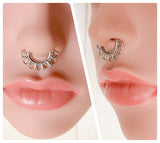 SILVER TRIBAL FAN NON PIERCED CLIP ON FAKE SEPTUM RING INDIAN