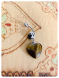 INDIAN SILVER TIGER’S EYE HEART NATURAL HEALING CHAKRA GEMSTONE BIRTHSTONE BOHO SURGICAL STEEL NAVEL BELLY BAR