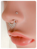 SILVER BEADED RINGS NON PIERCED CLIP ON FAKE SEPTUM RING TRIBAL INDIAN