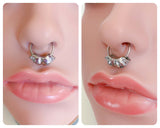 SILVER SURGICAL STEEL SKULL SKELETON SEPTUM CLICKER BODY PIERCING RING RETRO GOTH GOTHIC 16g 1.2mm 12mm Dia