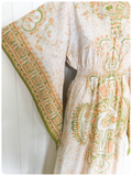 VINTAGE 70’s INDIAN PAISLEY PASTEL COTTON KAFTAN MAXI DRESS UK8-12