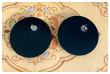 HUGE VINTAGE 80’s RESIN COPPER BRONZE DISC STUD EARRINGS TRIBAL BOHO HIPPIE