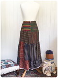 VINTAGE 70’s HIGH WAISTED WOVEN COTTON GYPSY PEASANT BOHO MAXI SKIRT UK10