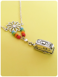 HAND CRAFTED RETRO CARAVAN CAMPER VAN RAINBOW GYPSY BOHO HIPPIE TRAVELLER NECKLACE