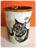 VINTAGE 1970’s/1980’s TABBY CAT CUP MUG BROWN CREAM MADE IN WALES