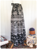 VINTAGE 90’s HIGH WAISTED COTTON INDIAN ELEPHANT WRAP MAXI SKIRT SARONG HIPPIE BOHO UK8-14