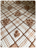VINTAGE 1950’s 1960’s CANDLEWICK BEDSPREAD FITTED VALANCE THROW BROWNS WHITE DOUBLE BED BOHO