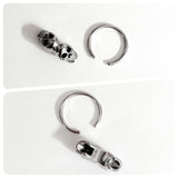 SILVER SURGICAL STEEL SKULL SKELETON SEPTUM CLICKER BODY PIERCING RING RETRO GOTH GOTHIC 16g 1.2mm 12mm Dia