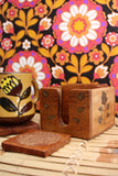 Vintage Indian Wooden & Brass Coasters Set - Penny Bizarre - 1