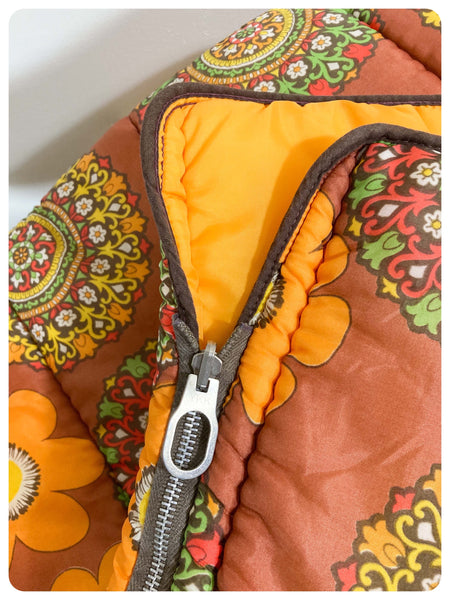 Sac de couchage vintage année 60/70 motif Fleury pop hippie Sac de couchage vintage année 60/70 motif Fleury pop hippie