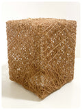 VINTAGE RETRO NATURAL JUTE HAND WOVEN SQUARE RATTAN WICKER LIGHT SHADE BOHO TIKI