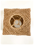 VINTAGE RETRO NATURAL JUTE HAND WOVEN SQUARE RATTAN WICKER LIGHT SHADE BOHO TIKI