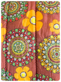 VINTAGE 1960’s 70’s ORANGE BROWN SLEEPING BAG FLORAL FLOWER POWER MANDALA RETRO CAMPER CARAVAN FESTIVAL CAMPING