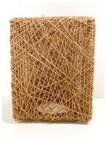 VINTAGE RETRO NATURAL JUTE HAND WOVEN SQUARE RATTAN WICKER LIGHT SHADE BOHO TIKI