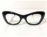 VINTAGE RETRO 1950’s 50s BRAND NEW DEAD STOCK CLEAR LENS BLACK CAT EYE GLASSES CHUNKY THICK FRAMES