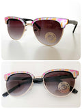 VINTAGE 1980’s BRAND NEW DEAD STOCK PINK GOLD BLACK SPRAY PATTERN WAYFARER CLUBMASTER SUNGLASSES RETRO KITSCH