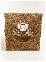 VINTAGE RETRO NATURAL JUTE HAND WOVEN SQUARE RATTAN WICKER LIGHT SHADE BOHO TIKI