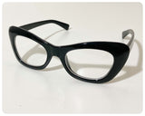 VINTAGE RETRO 1950’s 50s BRAND NEW DEAD STOCK CLEAR LENS BLACK CAT EYE GLASSES CHUNKY THICK FRAMES