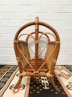 Vintage 1970’s Mid Century Bohemian Cane Bamboo Wicker Magazine Record Rack Stand