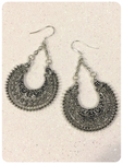 Retro Boho Hippie Gypsy Tribal 925 Sterling Silver Crescent Moon Earrings