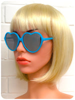 True Vintage 90s Big Oversize Neon Blue Mirror Lens Heart Shape Lolita Sunglasses Brand New Dead Stock UV400