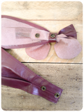 Vintage 1980’s Super Wide Burgundy Leather Bow Waist Cinch Belt 29 inches UK12