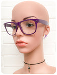 Retro 80s Purple Wayfarer Horn Rim Clear Lens Geek Glasses Frames Specticles