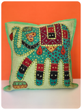 Indian Hand Made Patchwork Embroidered Elephant Cushion Cover